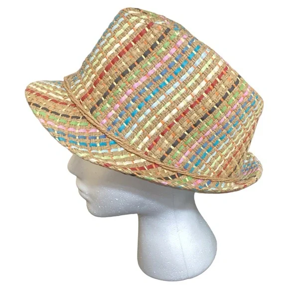 Panama Jack Paper Braid Hat Colorful Unisex Fedora Hat One Size - Picture 4 of 16